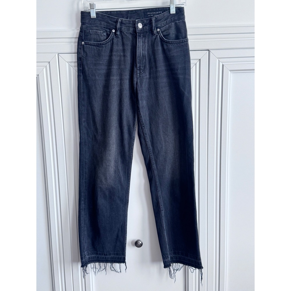 ALLSAINTS Ava Black Jeans‎ Cropped Raw Hem